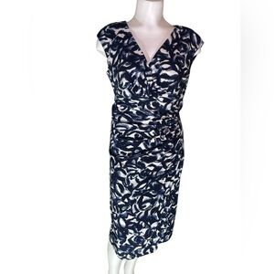 Lauren Ralph Lauren Navy and White Ruched Side Dress sz 4